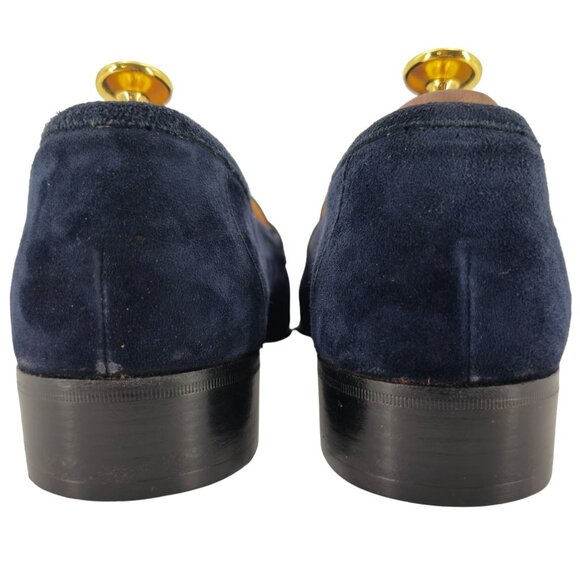 NEW Vintage Pierre Cardin Paris Navy Blue Suede Loafer Mens 10 Italy Dress Shoes - Picture 5 of 10